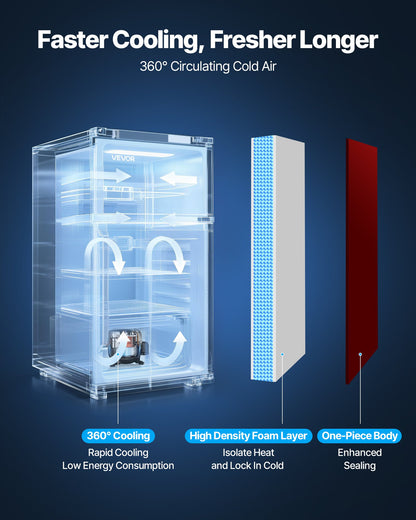 Mini Fridge with Freezer, 3.2 Cu.Ft, Two Door Compact Refrigerator with Adjustable Temperature, Glass Shelf, Energy Efficient Dorm Fridge, Low Noise Small Refrigerator, for Bedroom, Office, Red