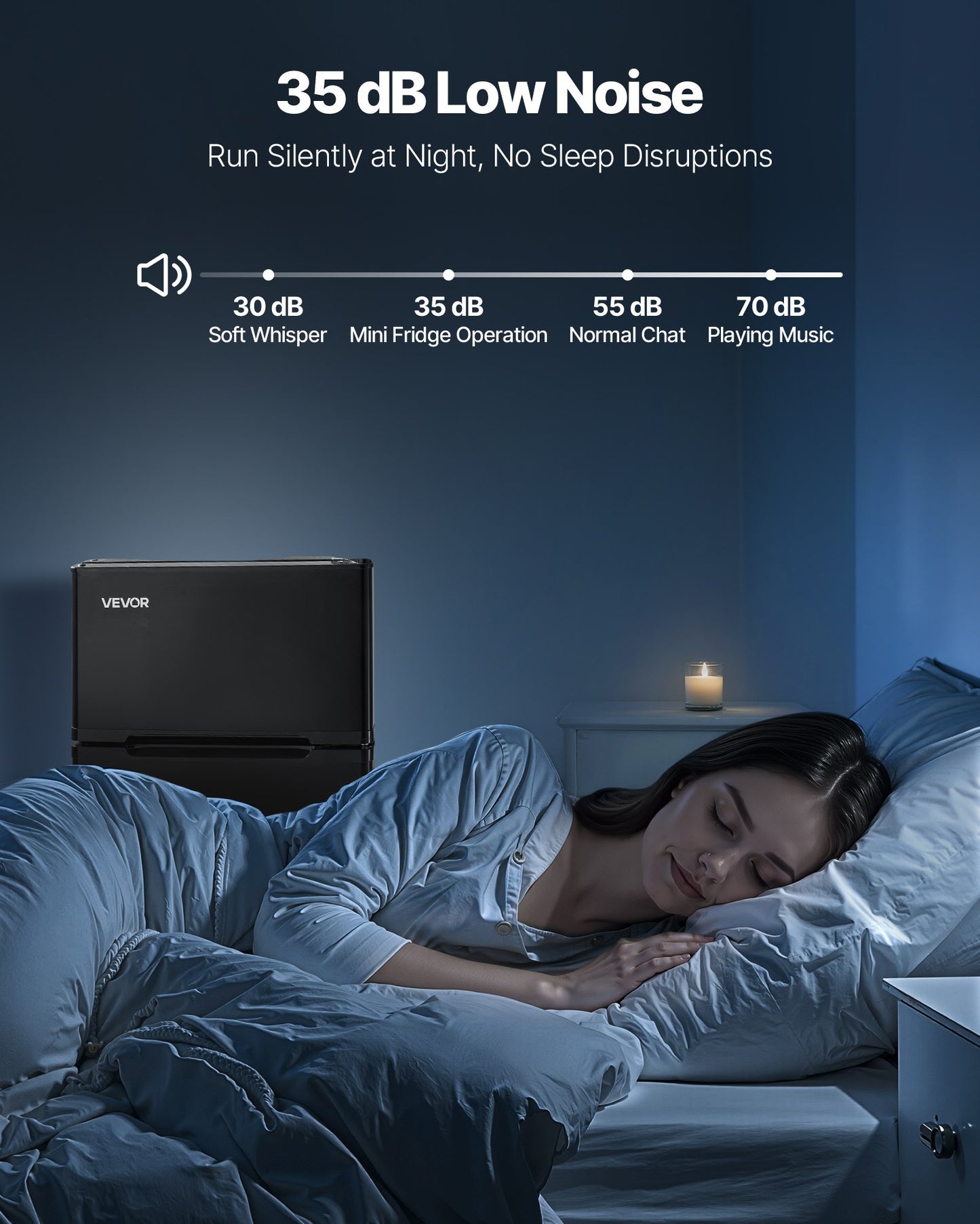 Mini Fridge with Freezer, 3.2 Cu.Ft, Two Door Compact Refrigerator, Adjustable Temperature, Shelf, Energy Efficient Small Fridge, Reversible Door, Low Noise, for Bedroom, Dorm, Office, Black