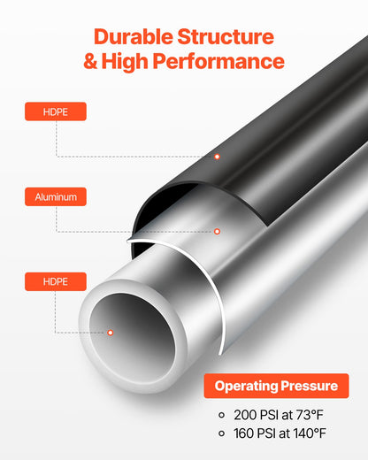 Luftkompressor-Leitungssatz 3/4'' x 200FT PU-Luftkompressor-Leitungssystem Schwarz