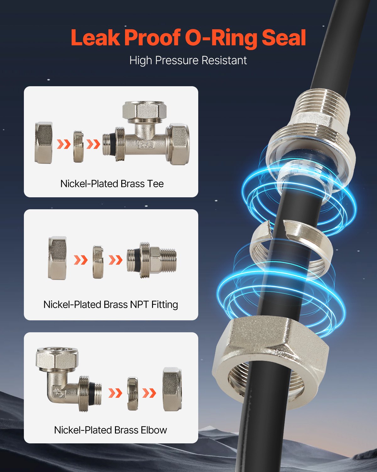 Luftkompressor-Leitungssatz 3/4'' x 200FT PU-Luftkompressor-Leitungssystem Schwarz