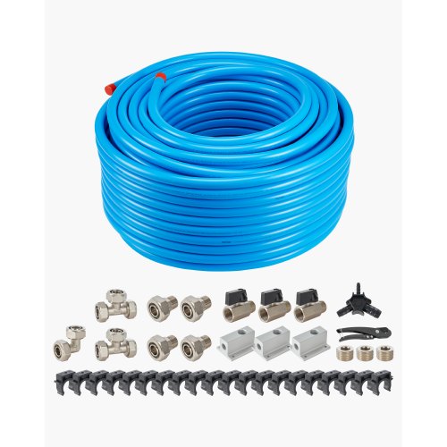 Air Compressor Line Kit, 300FT x 3/4", HDPE-Aluminum Compressed Air Piping System, Leak-Proof, Pressure-Resistant & Easy-to-Install, Compressed Air Line Tubing Kit for Garages Workshops, Blue