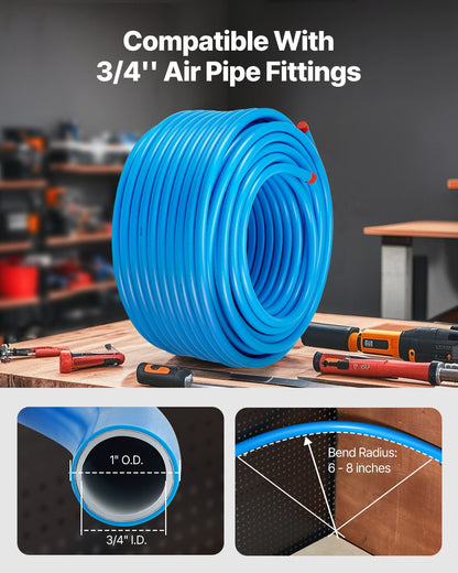 Air Compressor Line Kit, 300FT x 3/4", HDPE-Aluminum Compressed Air Piping System, Leak-Proof, Pressure-Resistant & Easy-to-Install, Compressed Air Line Tubing Kit for Garages Workshops, Blue