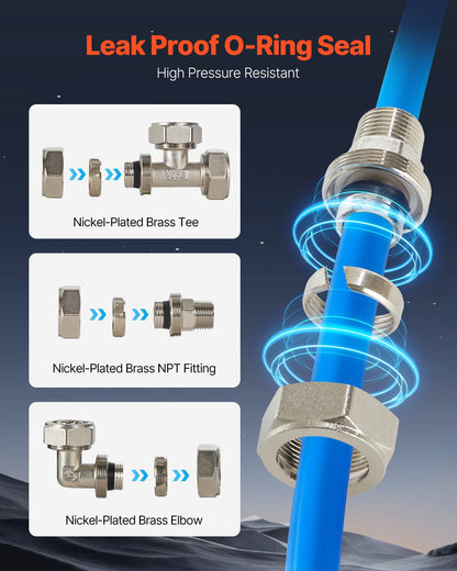 Luftkompressor-Leitungssatz 3/4'' x 100FT HDPE/Aluminium-Luftleitungssystem Blau