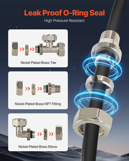 Air Compressor Line Kit 3/4'' x 100FT PU Air Compressor Line System Svart