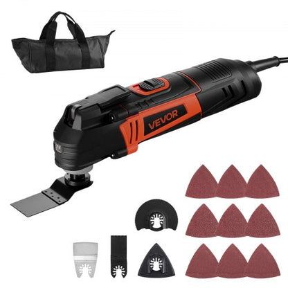 Multitool Oscillating Tool, 3Amps Corded Oscillating Multi Tool with 6 Variable Speeds 15000 - 22000 OPM, 3.2° Oscillating Angle, 13PCS Saw Accessories, LED Work Light & Tool Bag