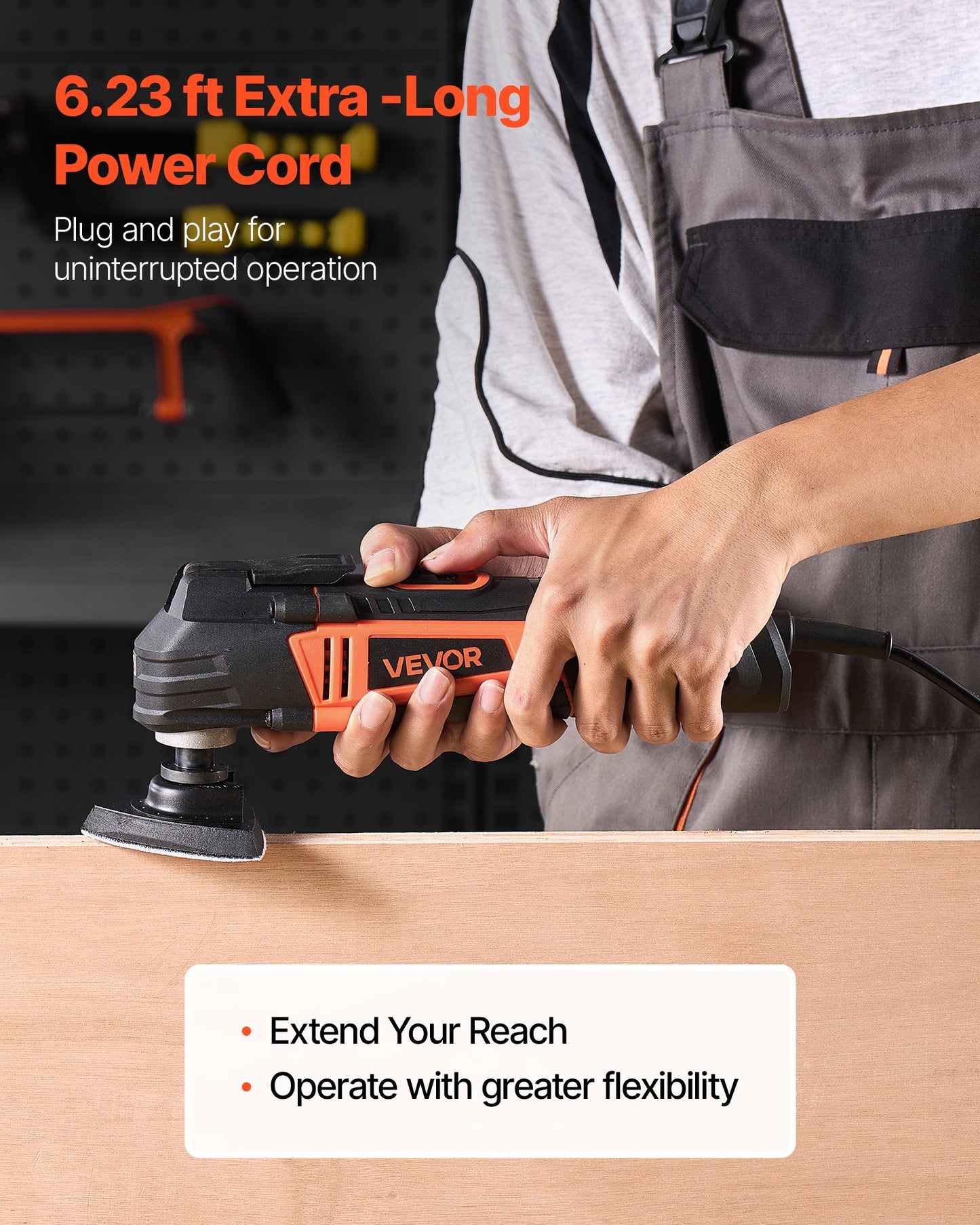 Multitool Oscillating Tool, 4Amps Electric Oscillating Multi Tool Corded with 6 Variable Speeds 7000 - 19000 OPM, 3.2° Oscillating Angle, 13PCS Saw Accessories, LED Work Light & Tool Bag