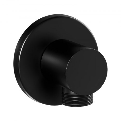 Wall Mounted Supply Elbow, Wall Supply Elbow with O-Ring Flange, Tapered 1/2" NPT Female Inlet, Solid Brass Wall Union, Round Walls Union Water Supplying, Matte Black Finish, 1/2" IPS