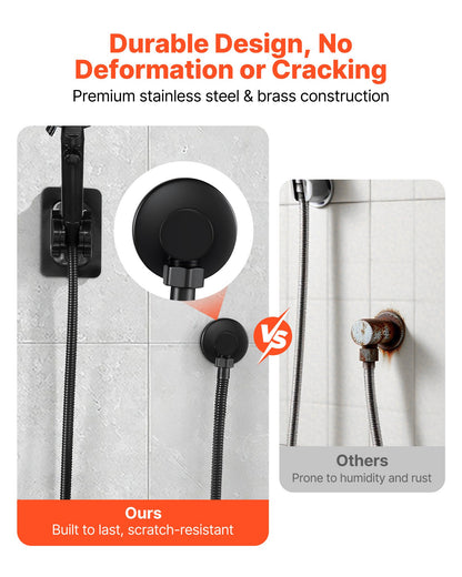 Wall Mounted Supply Elbow, Wall Supply Elbow with O-Ring Flange, Tapered 1/2" NPT Female Inlet, Solid Brass Wall Union, Round Walls Union Water Supplying, Matte Black Finish, 1/2" IPS