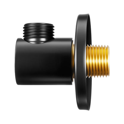 Wall Mounted Supply Elbow, Wall Supply Elbow with O-Ring Flange, Tapered 1/2" NPT Female Inlet, Solid Brass Wall Union, Round Walls Union Water Supplying, Matte Black Finish, 1/2" IPS