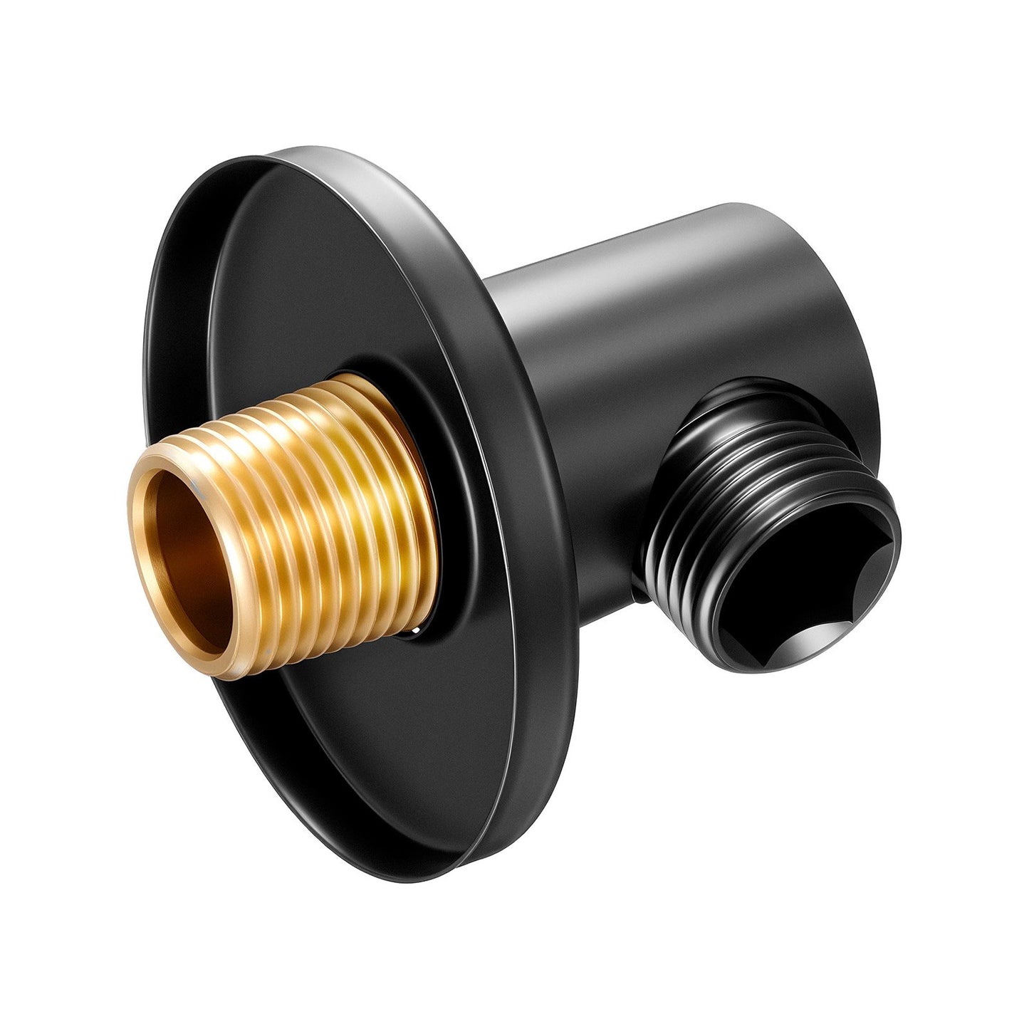 Wall Mounted Supply Elbow, Wall Supply Elbow with O-Ring Flange, Tapered 1/2" NPT Female Inlet, Solid Brass Wall Union, Round Walls Union Water Supplying, Matte Black Finish, 1/2" IPS