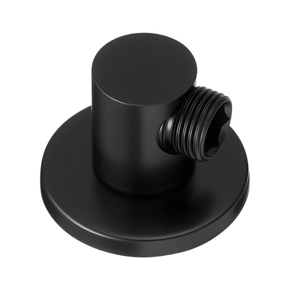 Wall Mounted Supply Elbow, Wall Supply Elbow with O-Ring Flange, Tapered 1/2" NPT Female Inlet, Solid Brass Wall Union, Round Walls Union Water Supplying, Matte Black Finish, 1/2" IPS