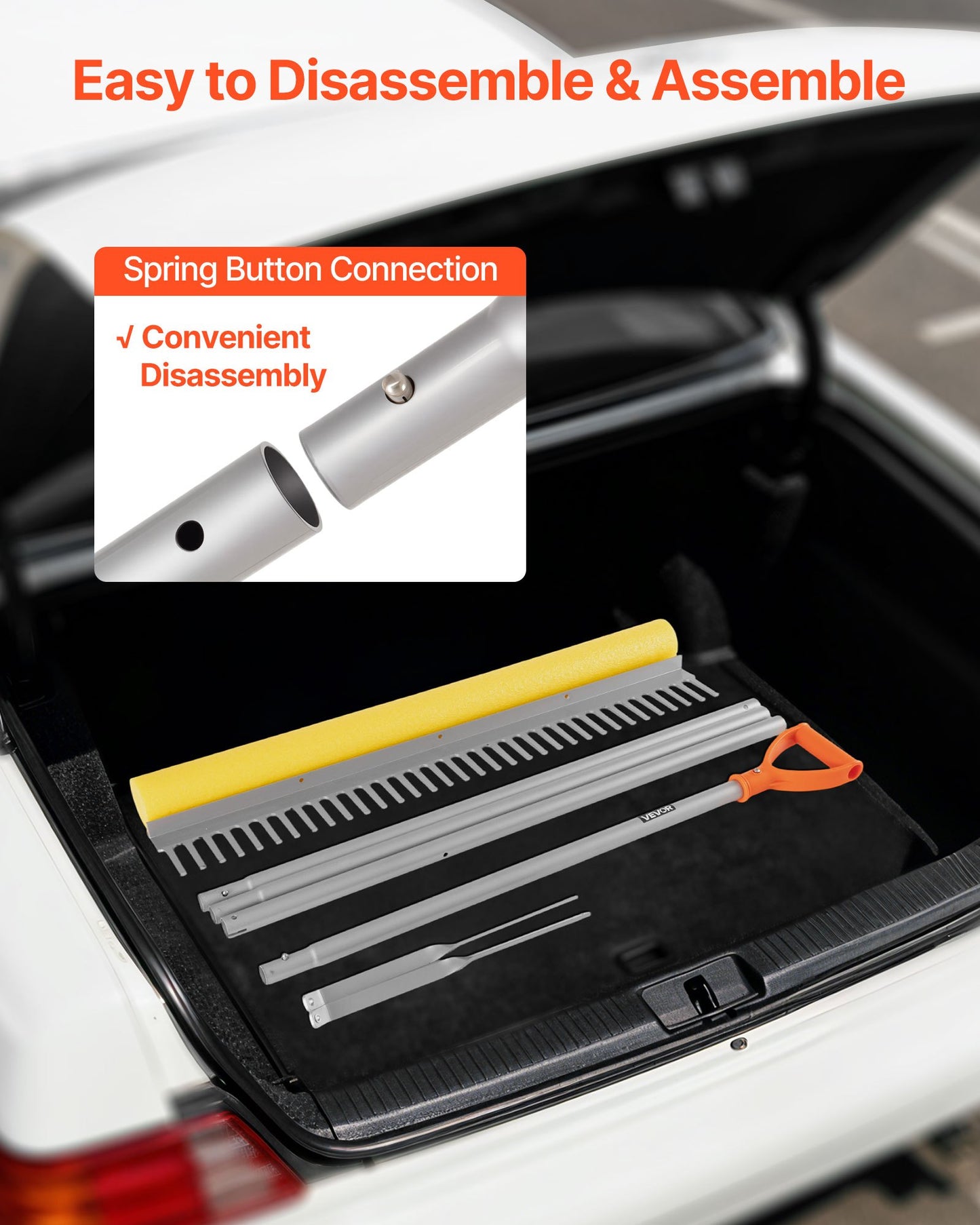 Landscape Rake, 36 inch Wide Head 102 inch Handle, Large Heavy Duty Aluminum Landscaping Leaf Rake Tool, Asphalt Level for Loosening Soil, Garden & Yard, Pond Gravel & Beach Lawn Care, 52ft Rope