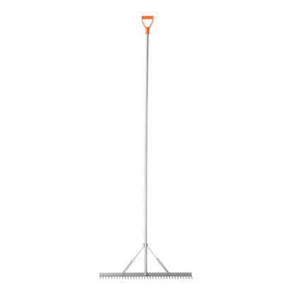 Landscape Rake, 36 inch Wide Head 133 inch Handle, Large Heavy Duty Aluminum Landscaping Leaf Rake Tool, Asphalt Level for Loosening Soil, Garden & Yard, Pond Gravel & Beach Lawn Care, 52ft Rope