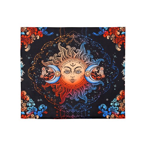 Sun and Moon Tapestry, Psychedelic Mystic Floral Aesthetic Wall Tapestry, Vintage Wall Blanket for Home Decoration, Suitable for Bedroom, Living Room, Dorm (50.39 x 57.87 inches)