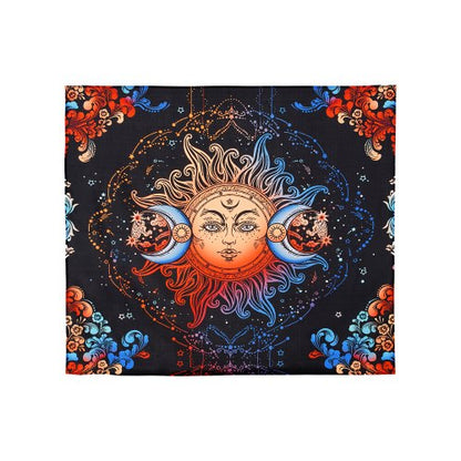 Sun and Moon Tapestry, Psychedelic Mystic Floral Aesthetic Wall Tapestry, Vintage Wall Blanket for Home Decoration, Suitable for Bedroom, Living Room, Dorm (50.39 x 57.87 inches)