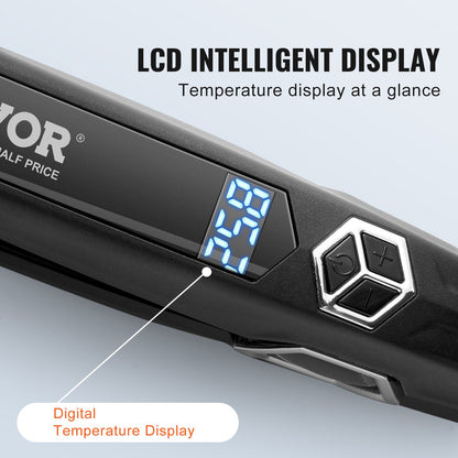 Hair Straightener, 1.5-inch Titanium Flat Iron, Dual Infrared Hair Straightener Flat Iron with LCD Display and 19 Temp Levels - 210°F to 450°F, Fast Heating Hair Iron for Salon Home Travel Use