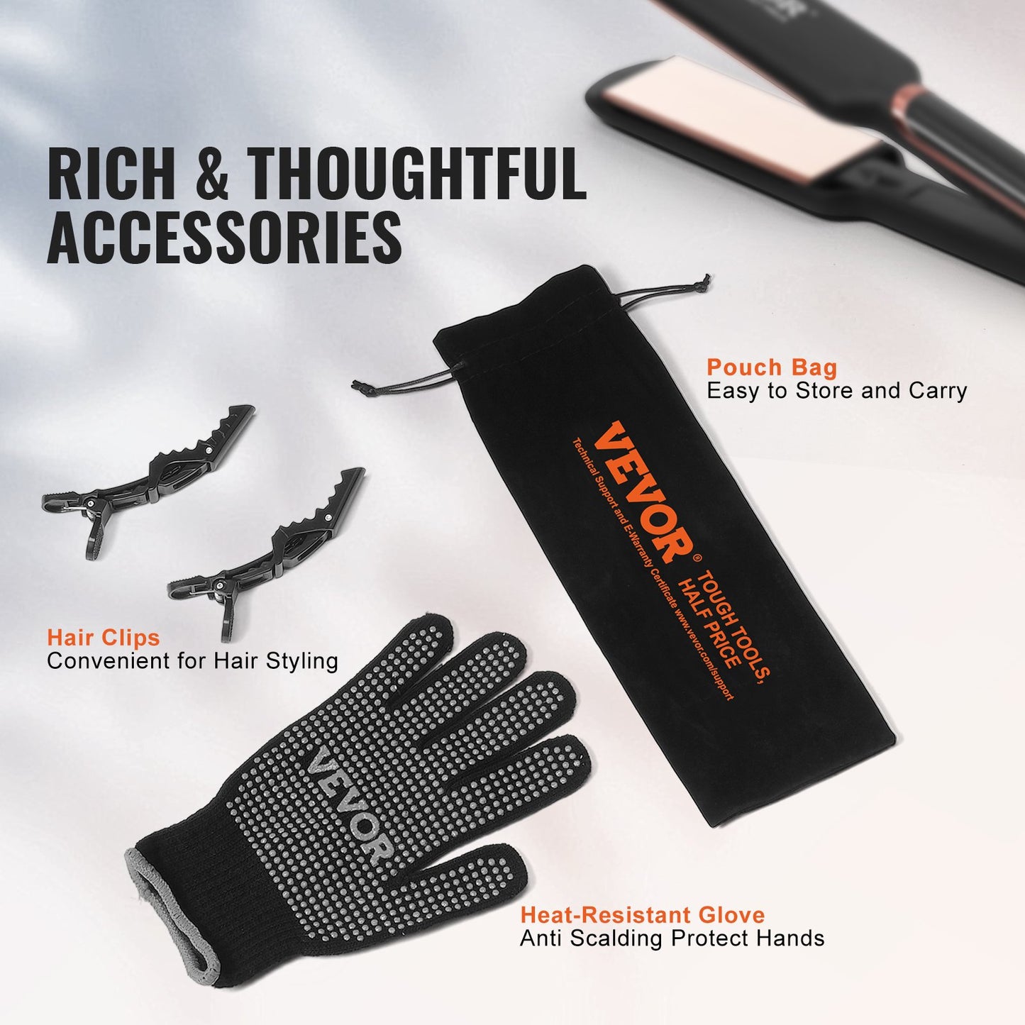 2-tums plattång för hår med infraröd teknik och negativ jon