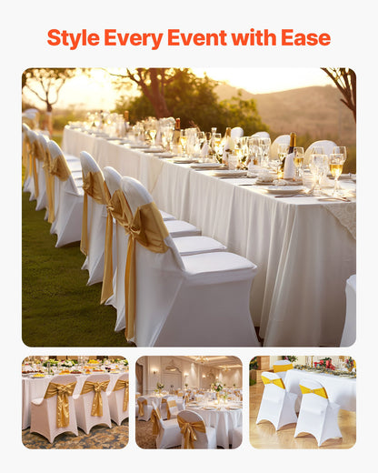 30 Pcs White Chair Covers, Polyester Spandex Chair Cover, Stretch Slipcovers for Wedding Party Dining Banquet Flat-Front Chair Covers, Fits Chair Measures up to 18.11 x 19.69 x 33.86 inch