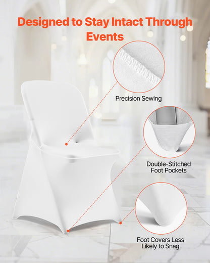 30 Pcs White Chair Covers, Polyester Spandex Chair Cover, Stretch Slipcovers for Wedding Party Dining Banquet Flat-Front Chair Covers, Fits Chair Measures up to 18.11 x 19.69 x 33.86 inch