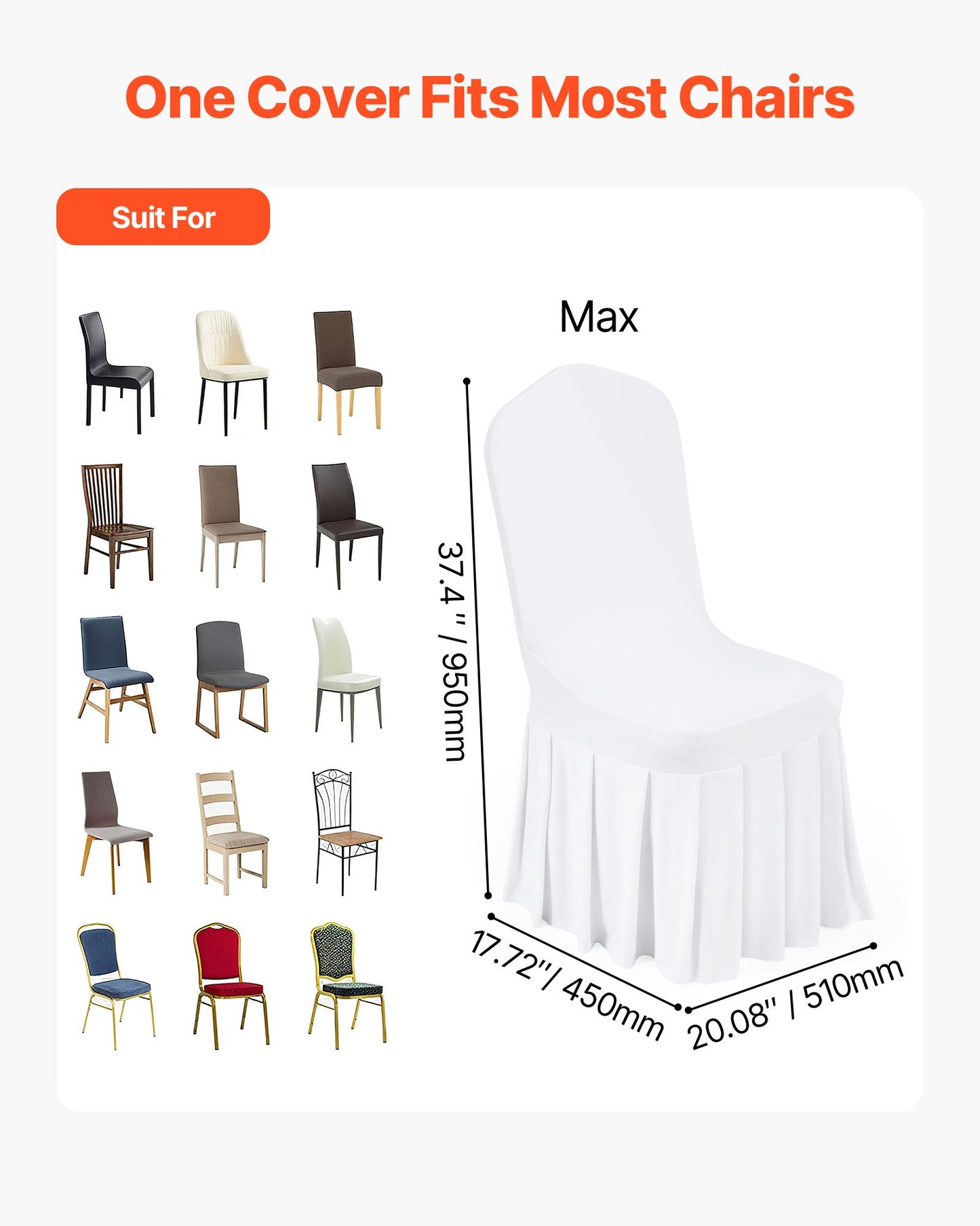 30 Pcs White Chair Covers, Polyester Spandex Chair Cover, Stretch Slipcovers for Wedding Party Dining Banquet Flat-Front Chair Covers, Fits Chair Measures up to 20.08 x 17.72 x 37.4 inch