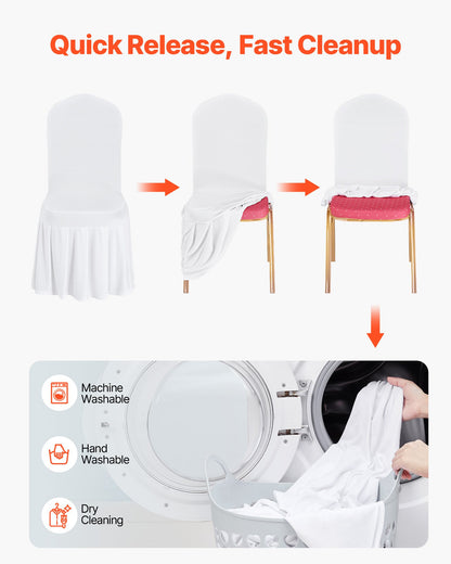 30 Pcs White Chair Covers, Polyester Spandex Chair Cover, Stretch Slipcovers for Wedding Party Dining Banquet Flat-Front Chair Covers, Fits Chair Measures up to 20.08 x 17.72 x 37.4 inch