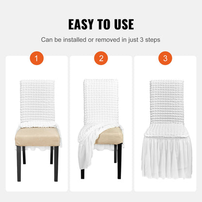 4 ST Vita Stretch Spandex fällbara stolsöverdrag, universellt monterad stolsöverdrag med kjol, avtagbara tvättbara skyddsöverdrag, för bröllop, semester, bankett, fest, fest, middagar