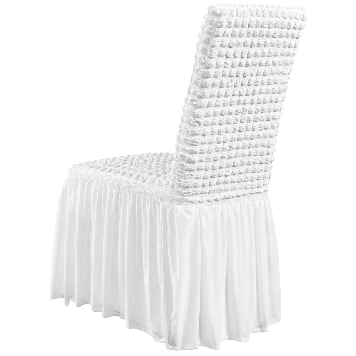 Stretch Spandex Folding Chair Covers, Universal Fitted Chair Cover with Skirt, Removable Washable Protective Slipcovers, for Wedding, Holiday, Banquet, Party, Celebration, Dining (4 PCS White)