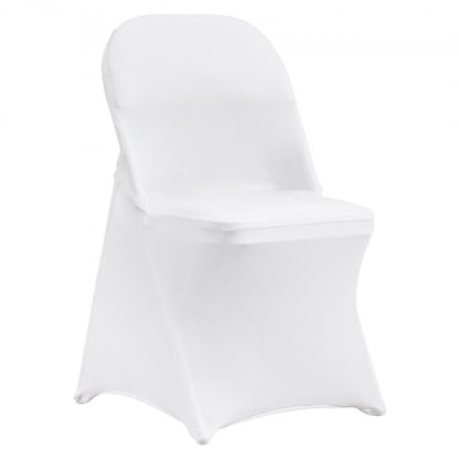 Stretch Spandex Folding Chair Covers, Universal Fitted Chair Cover, Removable Washable Protective Slipcovers, for Wedding, Holiday, Banquet, Party, Celebration, Dining (50PCS White)