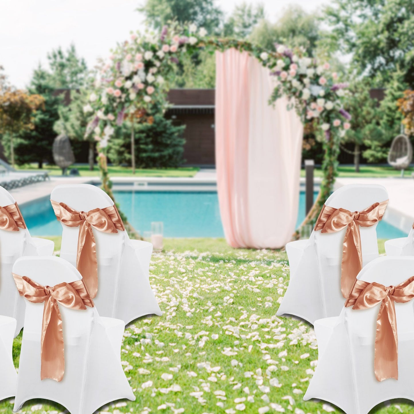 Stretch Spandex Folding Chair Covers, Universal Fitted Chair Cover, Removable Washable Protective Slipcovers, for Wedding, Holiday, Banquet, Party, Celebration, Dining (50PCS White)