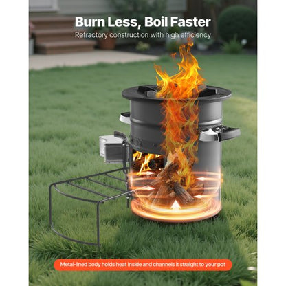 Camping-Raketenofen, holzbefeuerter tragbarer Raketenofen mit Doppeltür | EU