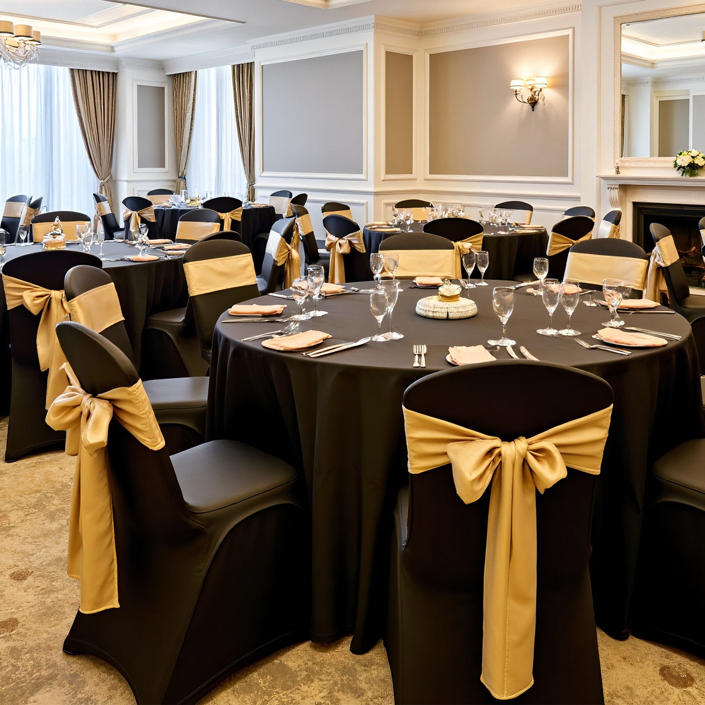 100 Pcs Black Chair Covers, Polyester Spandex Chair Cover, Stretch Slipcovers for Wedding Party Dining Banquet Flat-Front Chair Covers, Fits Chair Measures up to 20.08 x 17.72 x 37.4 inch