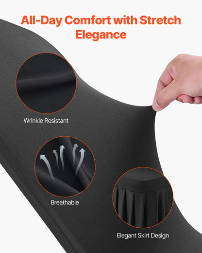30 Pcs Black Chair Covers, Polyester Spandex Chair Cover, Stretch Slipcovers for Wedding Party Dining Banquet Flat-Front Chair Covers, Fits Chair Measures up to 20.08 x 17.72 x 37.4 inch