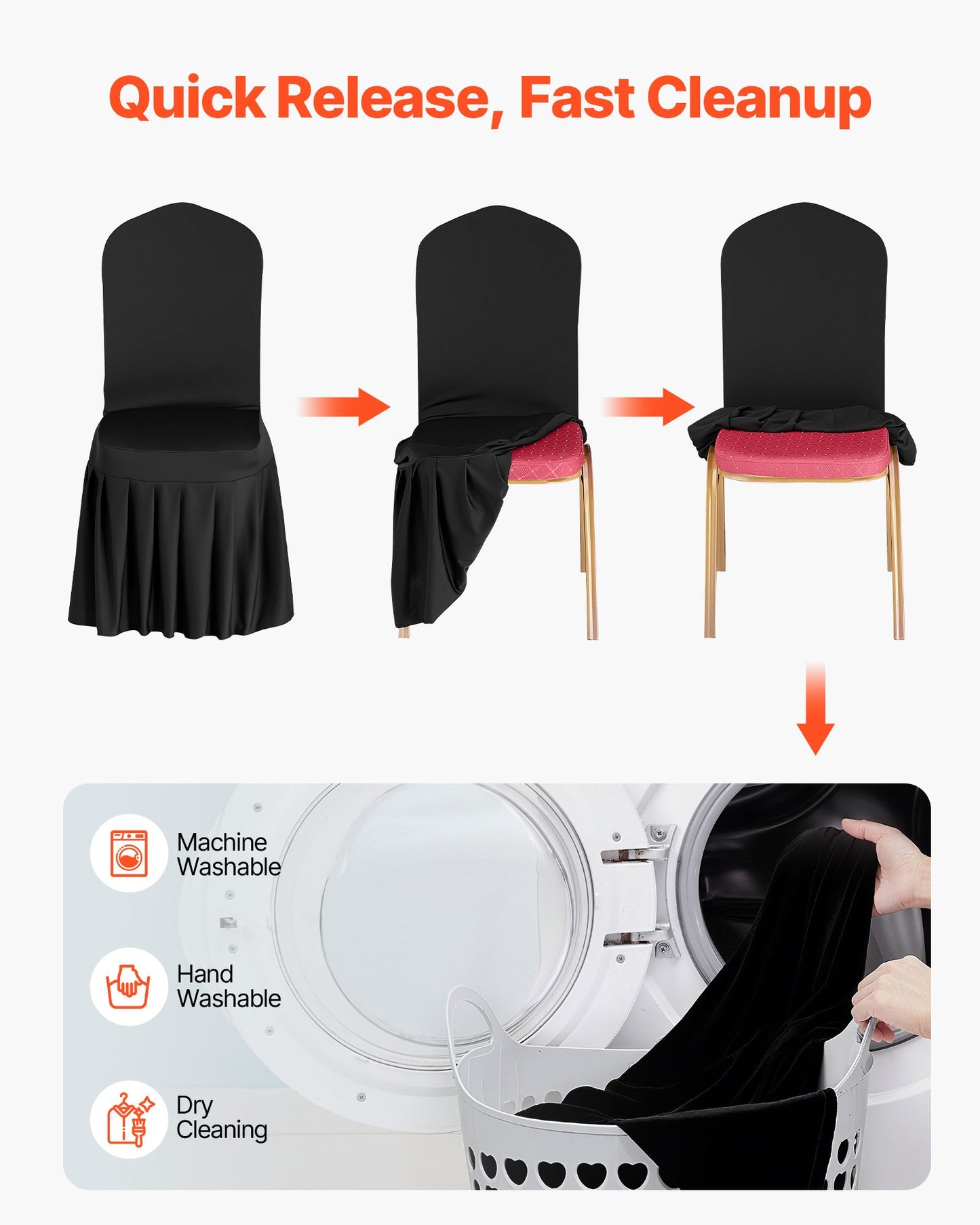 30 Pcs Black Chair Covers, Polyester Spandex Chair Cover, Stretch Slipcovers for Wedding Party Dining Banquet Flat-Front Chair Covers, Fits Chair Measures up to 20.08 x 17.72 x 37.4 inch