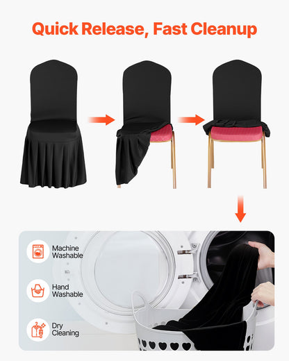 30 Pcs Black Chair Covers, Polyester Spandex Chair Cover, Stretch Slipcovers for Wedding Party Dining Banquet Flat-Front Chair Covers, Fits Chair Measures up to 20.08 x 17.72 x 37.4 inch