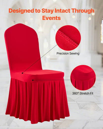 30 Pcs Red Chair Covers, Polyester Spandex Chair Cover, Stretch Slipcovers for Wedding Party Dining Banquet Flat-Front Chair Covers, Fits Chair Measures up to 20.08 x 17.72 x 37.4 inch