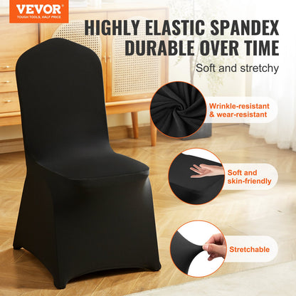 30PCS Black Stretch Spandex Folding Chair Covers, Universal Fitted Chair Covers, Removable Washable Protective Covers, for Wedding, Holiday, Banquet, Party, Celebration, Dinners