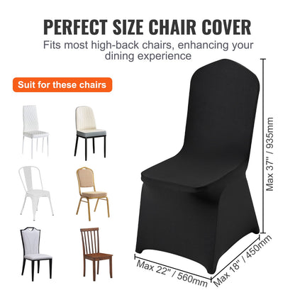30PCS Black Stretch Spandex Folding Chair Covers, Universal Fitted Chair Covers, Removable Washable Protective Covers, for Wedding, Holiday, Banquet, Party, Celebration, Dinners