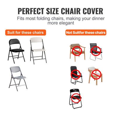 Stretch Spandex Folding Chair Covers, Universal Fitted Chair Cover, Removable Washable Protective Slipcovers, for Wedding, Holiday, Banquet, Party, Celebration, Dining (50PCS Black)