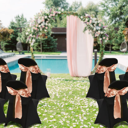 Stretch Spandex Folding Chair Covers, Universal Fitted Chair Cover, Removable Washable Protective Slipcovers, for Wedding, Holiday, Banquet, Party, Celebration, Dining (50PCS Black)