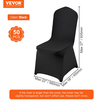 Stretch Spandex Folding Chair Covers, Universal Fitted Chair Cover, Removable Washable Protective Slipcovers, for Wedding, Holiday, Banquet, Party, Celebration, Dining (50PCS Black)