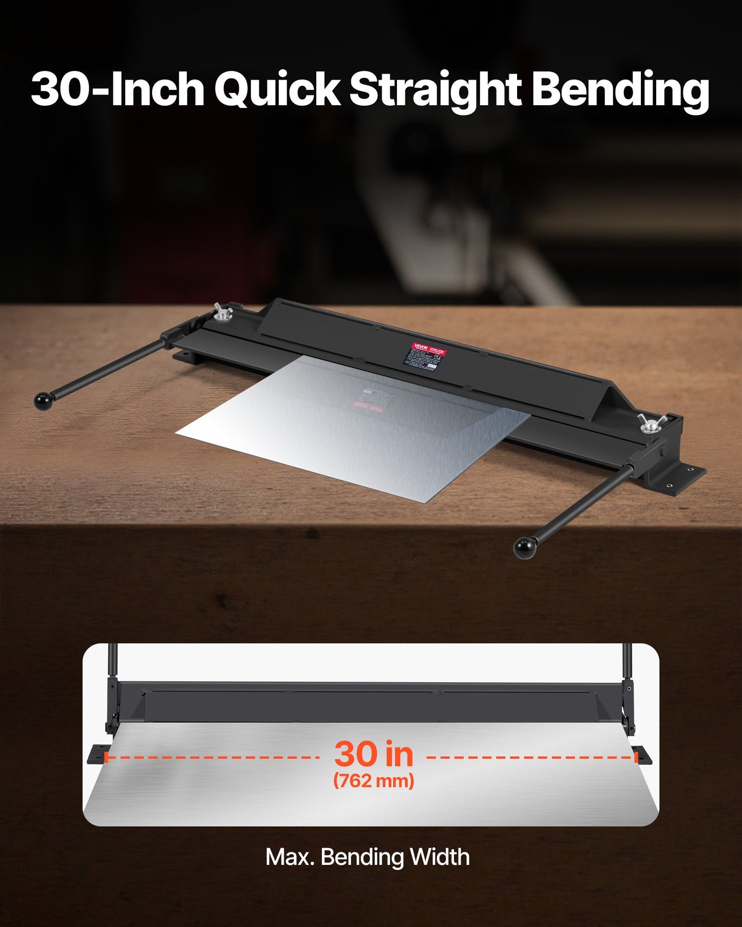 Box and Pan Brake, 30 in Sheet Metal Bending Brake, 18-Gauge Capacity, 0-135 Degree Adjustable, Metal Bender Machine, No Wobbling, Heavy-Duty Aluminum Folder for Precise Batch Bending