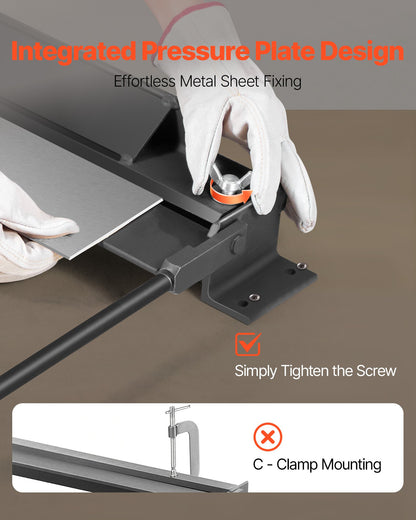 Box and Pan Brake, 30 in Sheet Metal Bending Brake, 18-Gauge Capacity, 0-135 Degree Adjustable, Metal Bender Machine, No Wobbling, Heavy-Duty Aluminum Folder for Precise Batch Bending