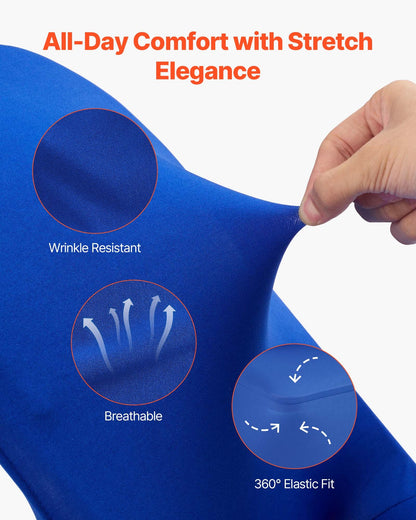 50 Pcs Blue Chair Covers, Polyester Spandex Chair Cover, Stretch Slipcovers for Wedding Party Dining Banquet Flat-Front Chair Covers, Fits Chair Measures up to 17.72 x 18.11 x 30.31 inch