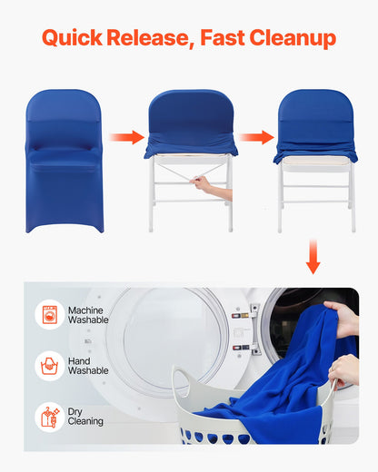 50 Pcs Blue Chair Covers, Polyester Spandex Chair Cover, Stretch Slipcovers for Wedding Party Dining Banquet Flat-Front Chair Covers, Fits Chair Measures up to 17.72 x 18.11 x 30.31 inch