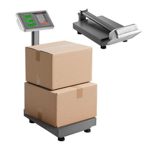 Computing Digital Platform Scale, 220 lbs Load, 0.04 lbs Accuracy, Electronic Floor Scale with LB/KG, Tare, Price Calculator, AC/DC Power Supply, Fit for Luggage, Shipping, Packages, Postage