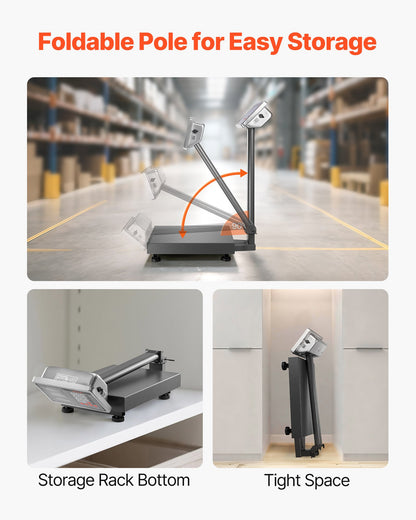 Computing Digital Platform Scale, 220 lbs Load, 0.04 lbs Accuracy, Electronic Floor Scale with LB/KG, Tare, Price Calculator, AC/DC Power Supply, Fit for Luggage, Shipping, Packages, Postage