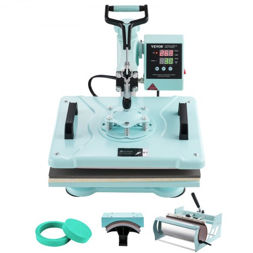 Heat Press Machine 12x15 in 5 in 1 with 30oz Tumbler Press T-Shirts Green