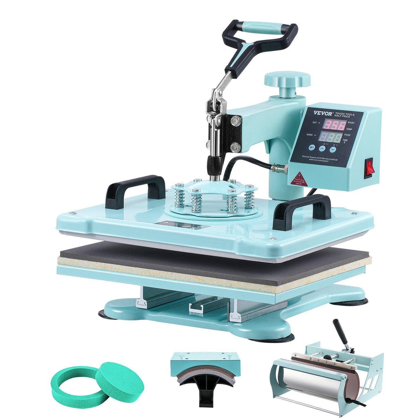 Wärmepresse 12x15 Zoll 5 in 1 mit 30oz Tumbler Presse T-Shirts Grün