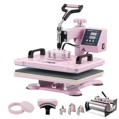 Heat Press Machine 12x15 i 8 i 1 med 30oz Tumbler Press T-shirts Rosa