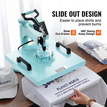 Heat Press Machine 15x15 i 5 i 1 med 30oz Tumbler Press T-shirts Grön